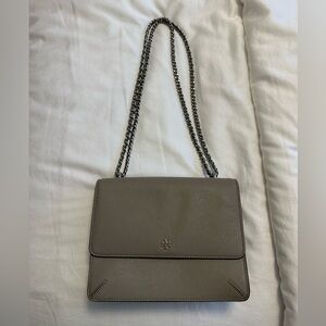 Tory Burch Taupe Leather Chain Crossbody
